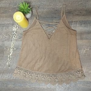 Charlotte Russe Tank | Suede Criss cross neckline
